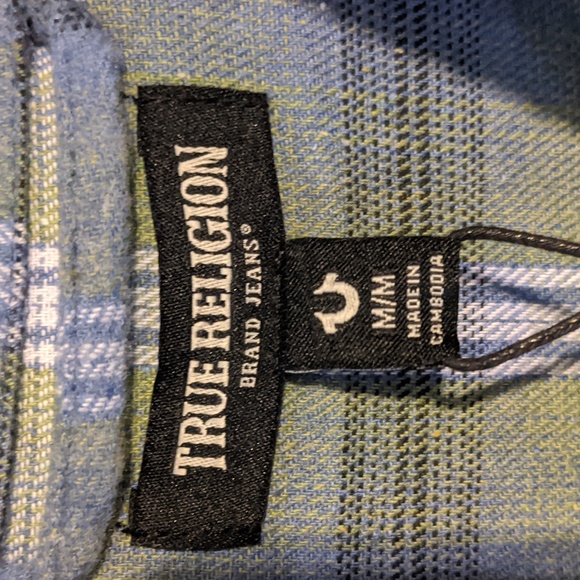 NWT True Religion HS Brushed Flannel Womens Button Up Long Sleeve Iris Medium - Picture 5 of 11